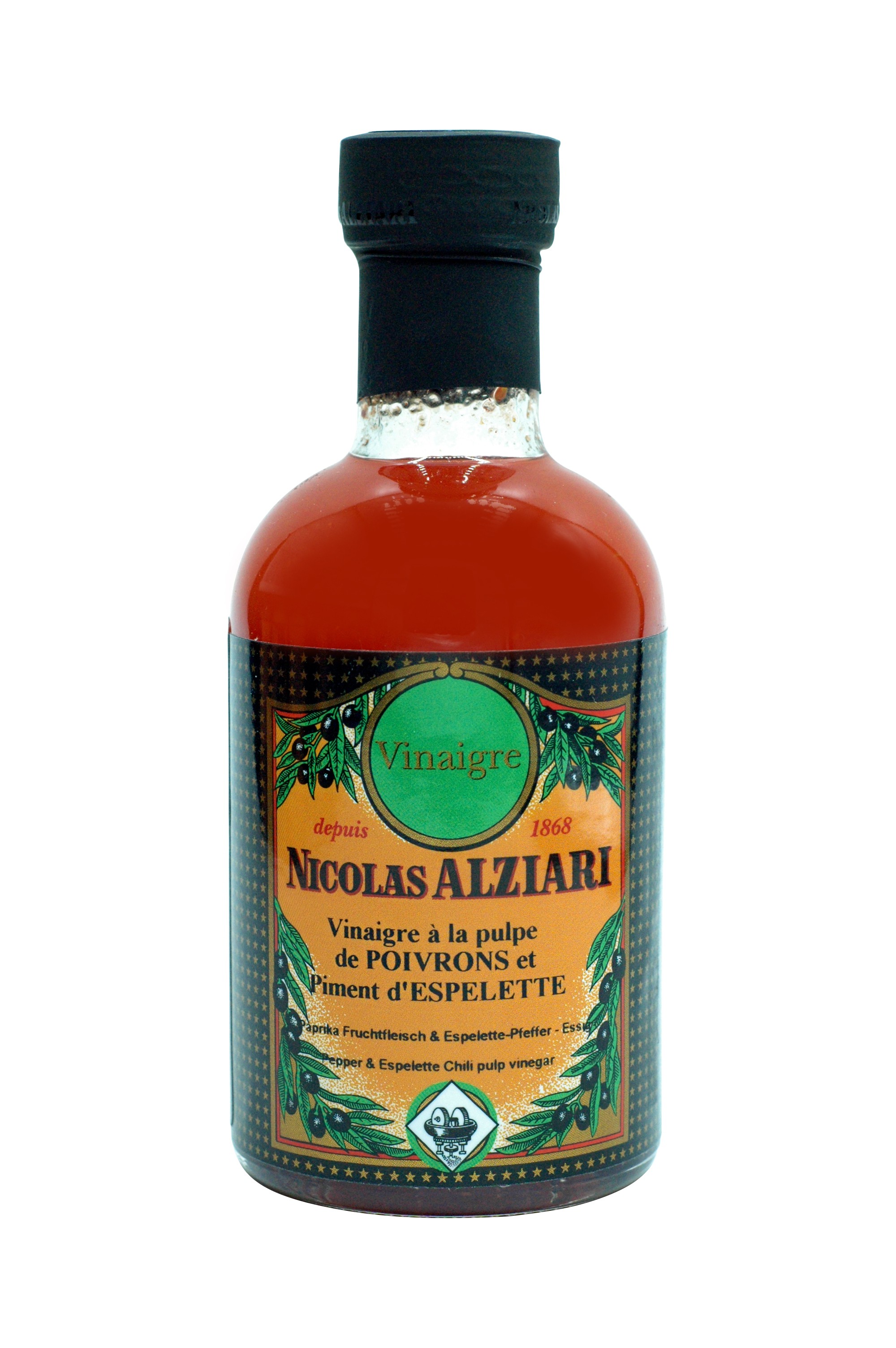 VINAIGRE À LA PULPE DE POIVRON ET PIMENT D'ESPELETTE 200 ml