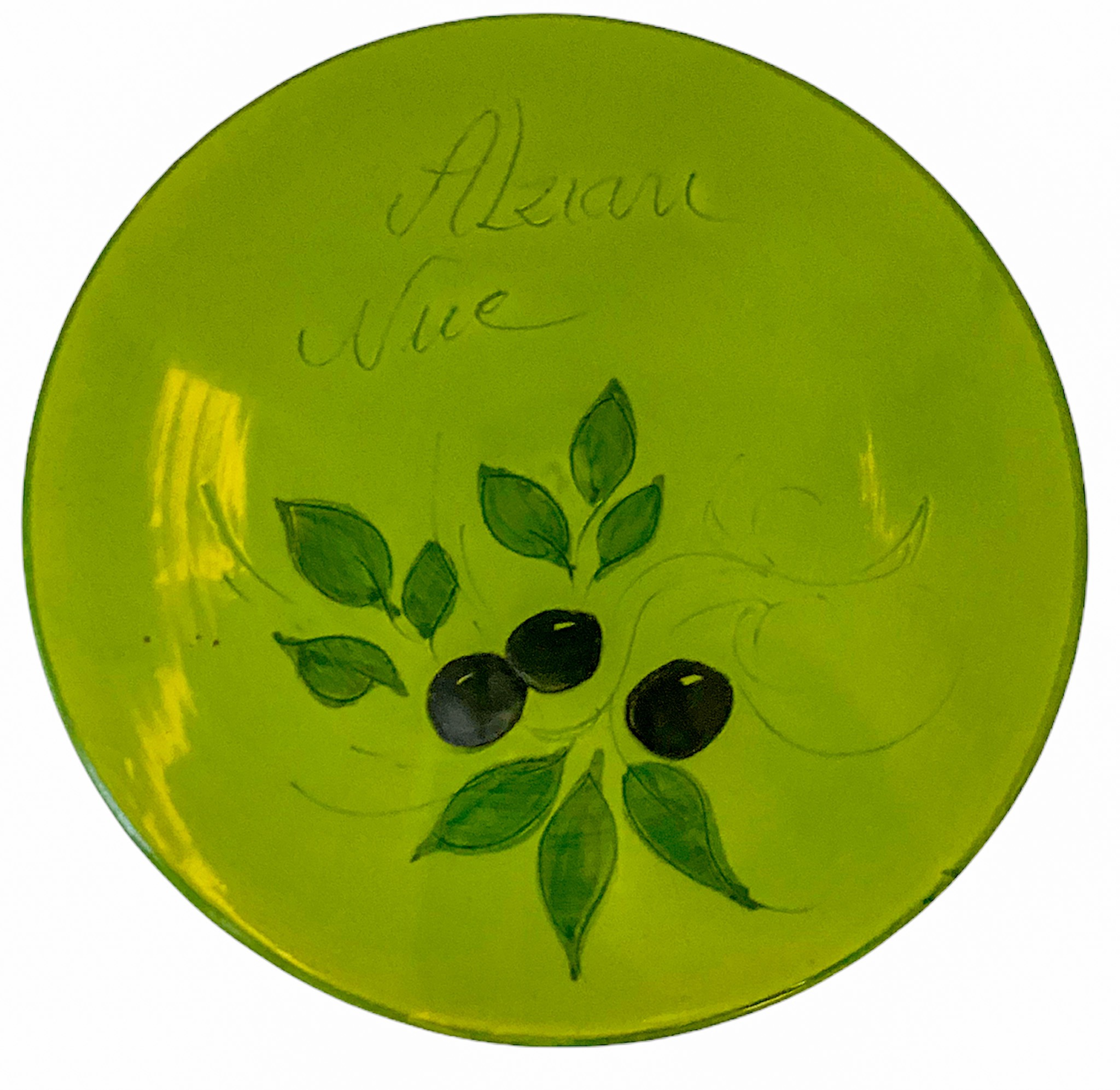 Repose plat vert 21,5 cm (poterie de Vallauris)