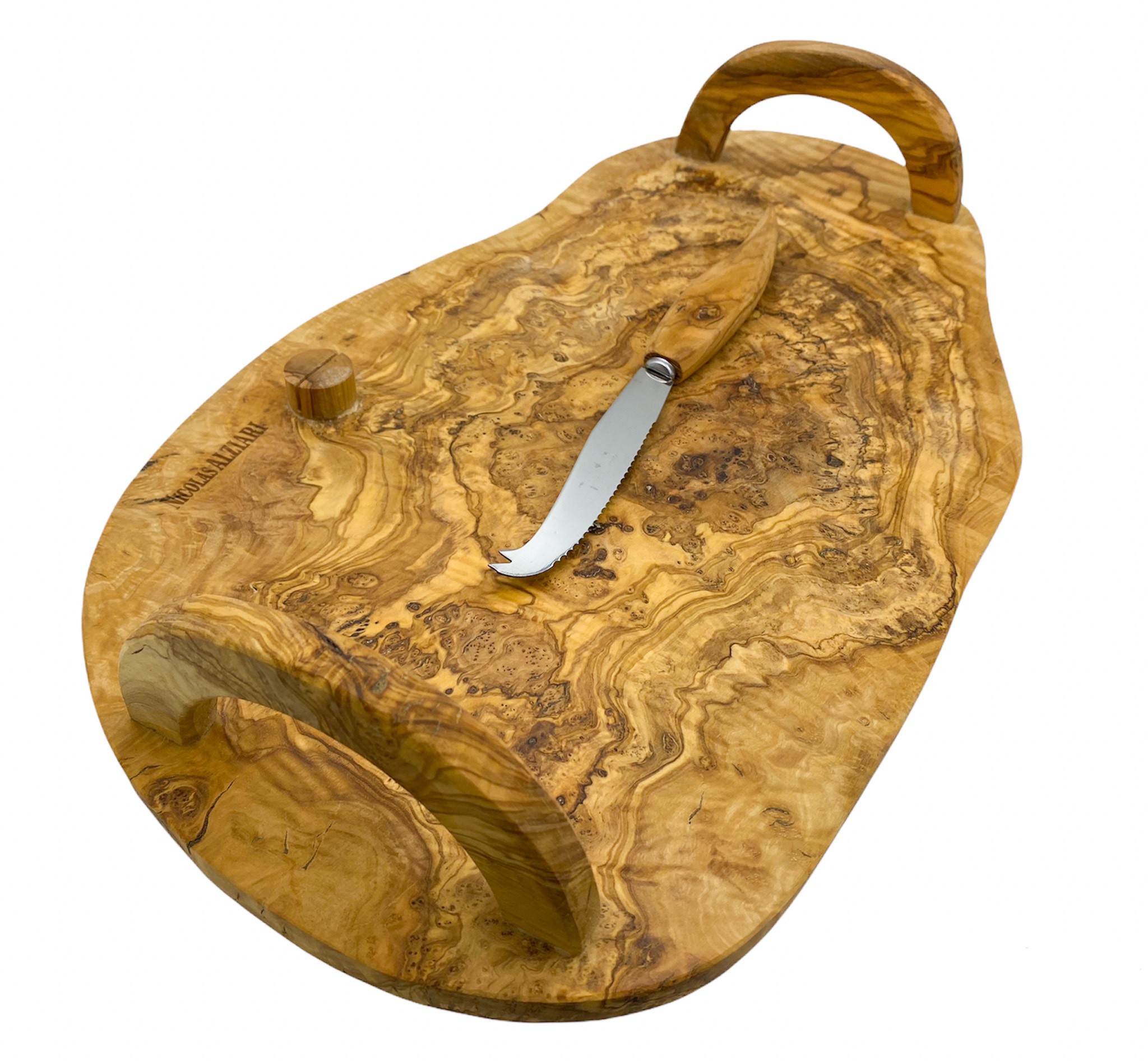 Plateau Fromage + anses + couteaux 44X24 cm