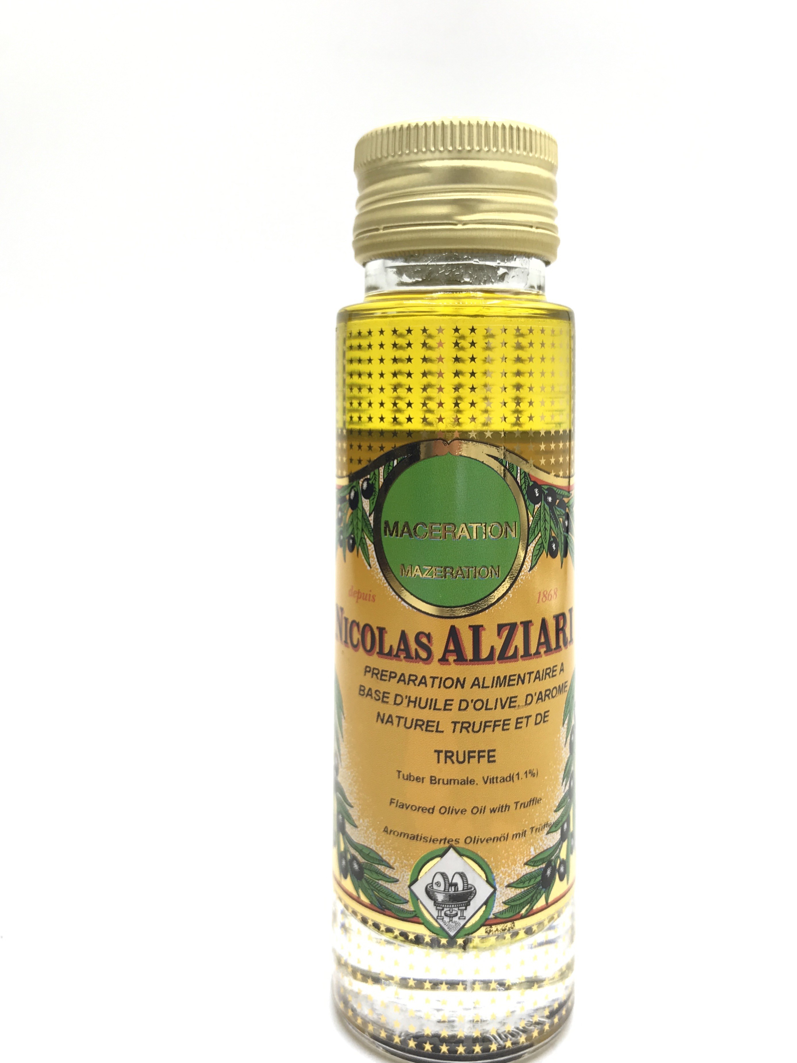 Préparation alimentaire à base d'huile d'olive, huile aromatisée et Truffe (tuber brumale 1,1%) 100 ml