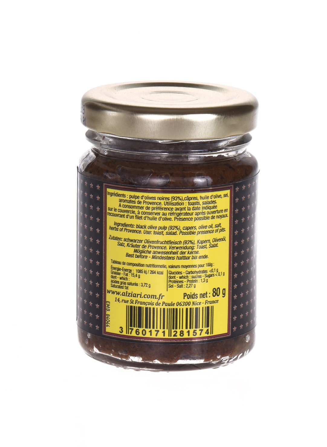 Pate D Olives Noires 80gr Condiments Epicerie Fine