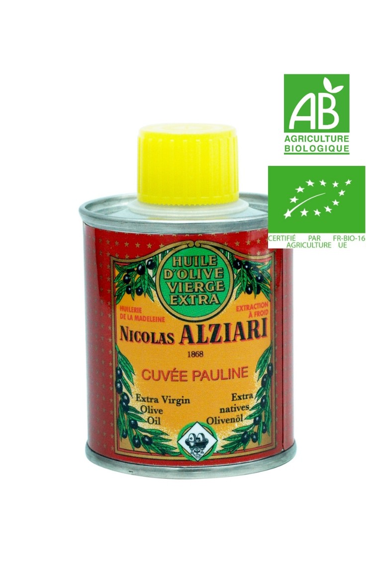 Huile d'olive Nicolas Alziari cuvée PAULINE 100 ml (Bidon) - Bio*