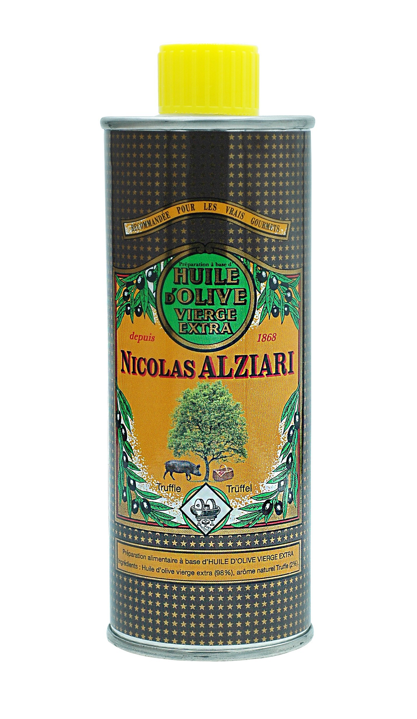 PRÉPARATION CULINAIRE Diamant Noir  250 ML (Huile d'olive vierge extra (98%) , Arome naturel Truffe (2%))