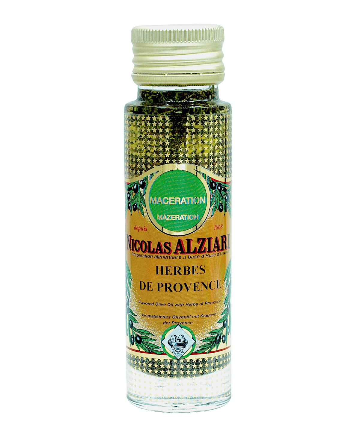 Préparation alimentaire à base d'huile d'olive et d'herbes de Provence 100 ml