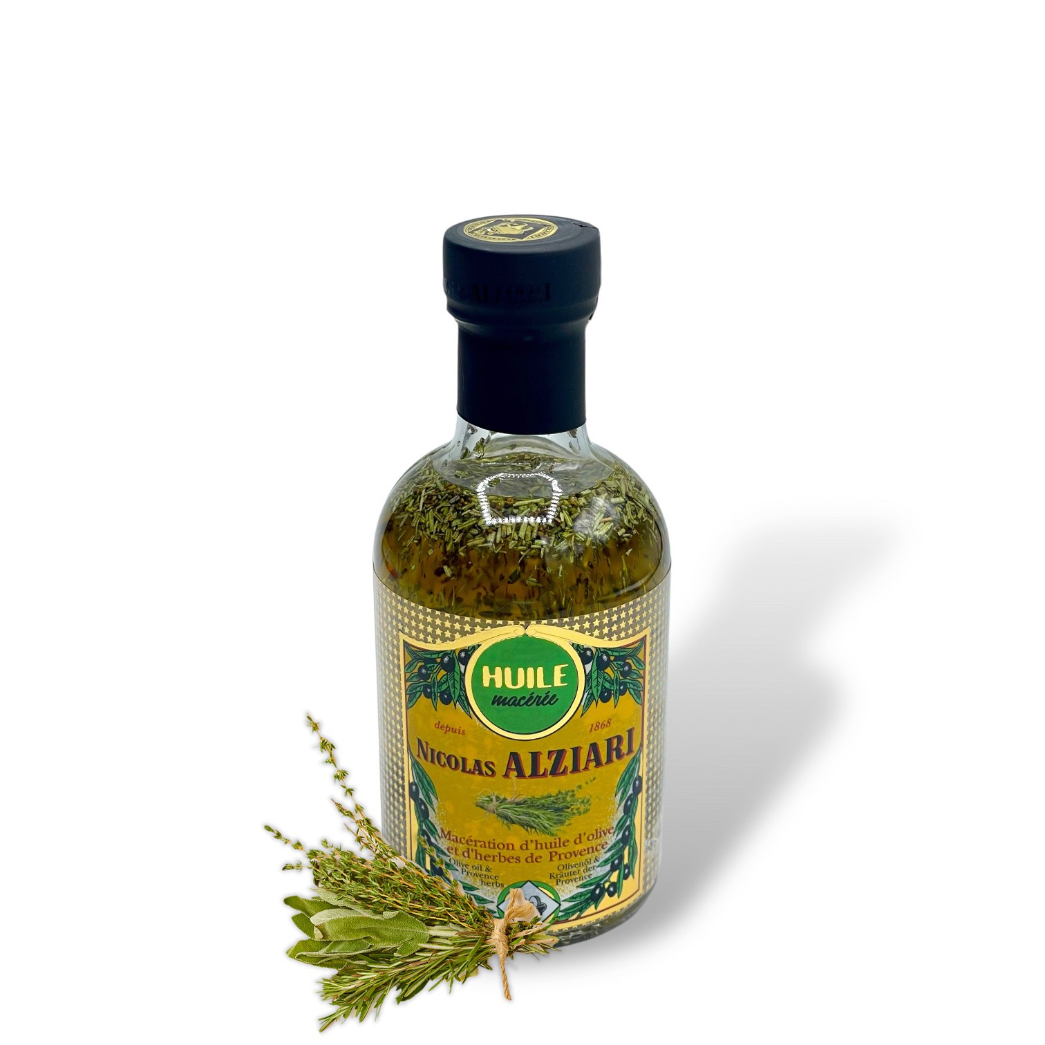 Préparation alimentaire à base d'huile d'olive et d'herbes de Provence 200 ml