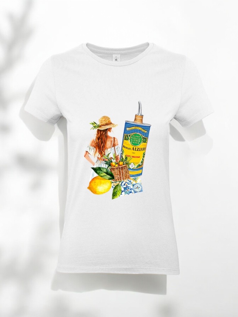 T-Shirt - FEMME- Nicolas Alziari - AGRUMES - Blanc