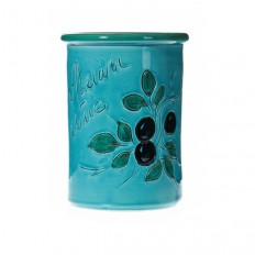 Pot à couverts turquoise 17 cm (poterie de vallauris)